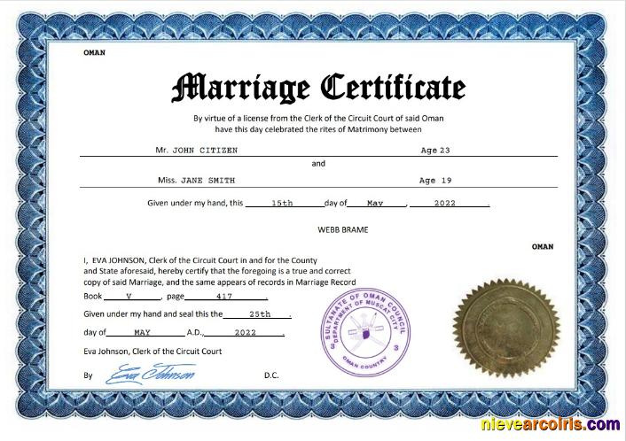 Oman marriage certificate